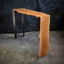 Waterfall Table Complete Very Pleased With The Steel Leg Design To Compliment The Waterfall Each Live Edge Piece Is So Unique That It Steel Legs Table Design