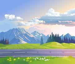 Illustration Of A Mountain Landscape Landscape Illustration Cartoon Background Background Pictures