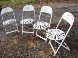 Collapsible Sunburst Cafe Chairs French Ca 1940 Vintage Patio Furniture Metal Garden Furniture Vintage Patio