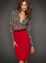 Leopard With Red Fashion Red Pencil Skirt Style