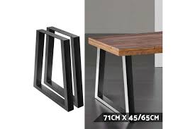 The surface of the raw steel with transparent varnish, or natural blackened steel, or powder coating. Artiss Table Legs Dining Table Coffee Table Metal Table Legs 45 65cm L X 71cm H Matt Blatt