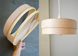 Diy Veneer Lamp Wooden Hoops With Glued Wood Veneer Strips Hanging Lamp Shade Antique Lamp Shades Lampshade Makeover