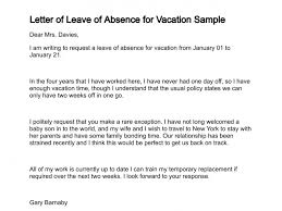 Letter Of Request For Vacation Leave Sample Templates
