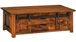 This rustic fir wood rolling barn door coffee table's distressed finishes and. Nolan Barn Door Coffee Table Countryside Amish Furniture