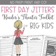 First Day Jitters Reader S Theater And Reading Literature Toolkit For Grades 4 8 First Day Jitters First Day Of School Activities Middle School Reading