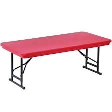 Outdoor plastic tables with removable legs. Correll Adjustable Height Folding Table 30 X 72 Plastic Red Short Legs R Series Ra3072s