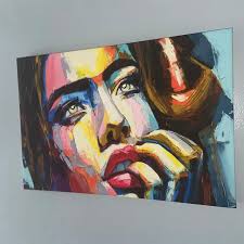 Woman Face Oil Painting Framed Canvas Print Wall Art