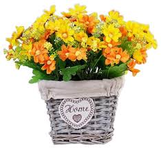 Beautiful Artificial Flowers Basket Silk Flowers With Basket Fake Flowers Orange Modern Artificial Flower Arrangements By Blancho Bedding Houzz