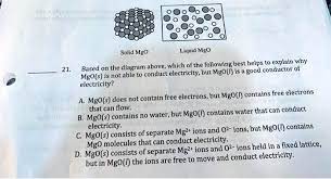 Solved: Solid Mgo Liquid Mgo Based On The Diagram Above, Which Of The  Following Best Helps To Explain Why 21. But Mgo() Is Good = Conductor Of Mgo(S)  Is Not Able To