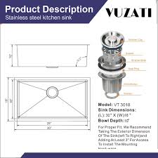 Check spelling or type a new query. Buy Vuzati Undermount Stainless Steel Kitchen Sink 30 X 18 Deep Single Bowl Sink Basin Bottom Grid Basket Strainer Cleaning Towel Roll Mat Cleaning Sponge 30 X 18 X 10 Inch Online In Uk B08rcvg78x