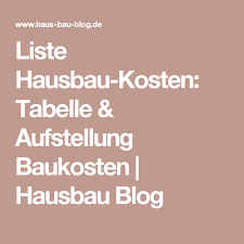 Beim haus überschreiben können kosten für die wertermittlung entstehen, wenn ein allgemein übliches vergleichsverfahren nicht anwendbar ist. Liste Hausbau Kosten Tabelle Aufstellung Baukosten Hausbau Blog Hausbau Kosten Haus Bauen Hausbau Tipps