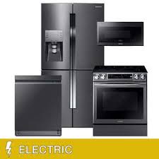 Samsung 4 Piece Electric 23cuft Counter Depth 4 Door Refrigerator K Stainless Steel Kitchen Appliances Black Stainless Steel Kitchen Kitchen Appliance Packages