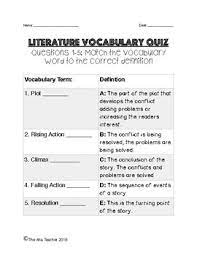All story assignments | answer addicts. Literature Vocab Review Quiz By Ashley The Aha Teacher Tpt