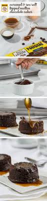 Caramel Sea Salt Topped Molten Chocolate Cakes This Elegant Cake Recipe Looks Impressive But It Is Surprisingly Q Delicious Desserts Eat Dessert Desserts