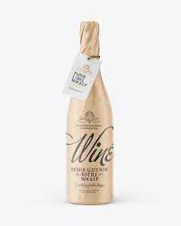 Download Wine Bottle In Kraft Paper Wrap Mockup In Bottle Mockups On Yellow Images Object Mockups