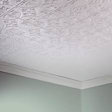 Fasade Traditional Style 2 Gloss White 2 Ft X 4 Ft Glue Up Ceiling Tile Sample 12in X 12in Size 12 X 12 Ceiling Tile Ceiling Tiles Pvc Ceiling Tiles