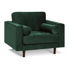 Poly And Bark Inga Hunter Green Chair With Velvet Hd 350 Hrgn The Home Depot Green Leather Chair Green Chair Glam Chair