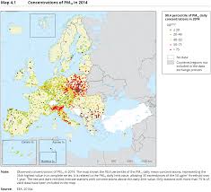 particle pollution pm10 in europe 2014 by eea map europe