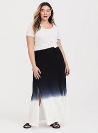 Black And White Striped Maxi Skirt Plus Size Plus Size Dip Dye Split Jersey Maxi Skirt Deep Black Bright White Stripe Jersey Maxi Skirts Maxi Skirt Maxi Skirt Outfits