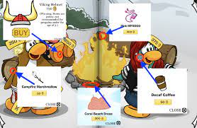 If you are a member you can get these secret items.go to the gift shop, click on the catalog and go to the page where there is a black bag on the sand click on it and the canteen should show up.now go to the page where there is the king and click. Club Penguin Rewritten Clothing Catalog Cheats Club Penguin Mountains