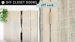 A simple touch of paint & vinyl wallpaper for some texture! Diy Closet Doors With Full Installation Sheer Rattan Look Created With Burlap Youtube