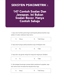 Contoh Soalan Psikometrik Pegawai Penyelidik Q41
