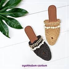 Incili Hasir Terlik Terlik Sandalet Moda