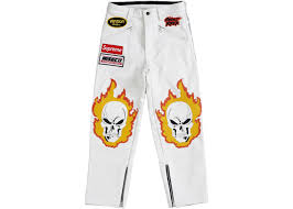 supreme vanson leathers ghost rider pant white