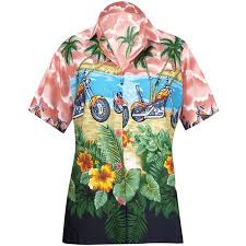 Happy Bay Womens Beach Hawaiian Button Down Blouse Casual Tank Top Aloha Shirt Red_w975