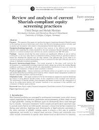 Such investments that provide profit from the company's assets are halal. Pdf Review And Analysis Of Current Shariah Compliant Equity Screening Practices