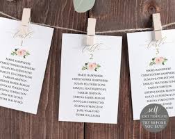 Wedding Seating Chart Cards Template 100 Editable Instant
