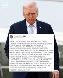 President Donald Trump on Monday said he would order the military to  postpone strikes on Iran's power plants and energy infrastructure for five  days following talks with Tehran's authorities. He told CNBC's