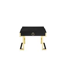 The spacious drawer offers plenty of room to stow away entryway essentials and everyday necessities. Wooden One Drawer Side Table With Ring Pull And Stainless Steel Feet Black And Gold On Sale Overstock 27620979