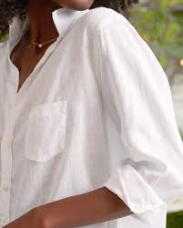 Frank & Eileen Women's White Italian Linen Shirt Eileen L