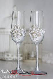 Embroidery Wedding Toasting Glasses Silver And Pearls Wedding Gift Ideas Rhinestone Champag Wedding Wine Glasses Wedding Champagne Glasses Wedding Glasses