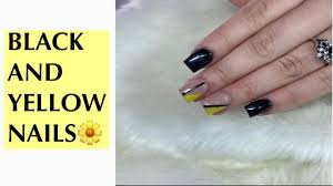 You can go with bright sunshine yellow or a more muted lemon, whatever suits your own personal style. Short Black Yellow Acrylic Nails Fill In Acrylic Nails Lorenny Youtube