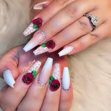 The pale pink jelly color gives off an ethereal vibe that's sure. Red Roses Nail Art Nailsbytdang Mexican Nails Rose Nails Red And White Nails