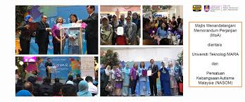 Persatuan kebangsaan autisme malaysia, the national autism society malaysia (nasom). Majlis Menandatangani Memorandum Perjanjian Moa Di Antara Universiti Teknologi Mara Dan Persatuan Kebangsaan Autisme Malaysia Nasom