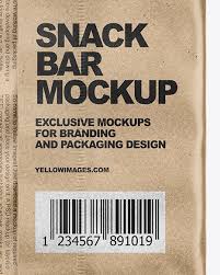 Kraft Snack Bar Mockup In Sachet Mockups On Yellow Images Object Mockups