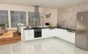 Bajo mesada mueble de cocina con mesada y pileta tramontina. Cocinas Y Muebles De Cocina Cocina En Disposicion De L Con Puerta Blanco Brillo 16045 De Cocinas Com Blog Cocinas Com