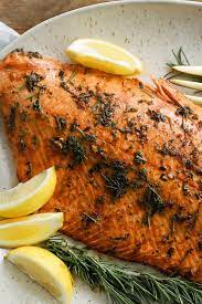 Salmon With Lemon Herb Marinade Recipe Recipe Grilled Seafood Recipes Lemon Herb Cooking Salmon