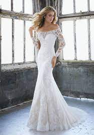 Mori Lee 8207 Karlee Off The Shoulder Long Sleeve Bridal Dress Long Sleeve Bridal Dresses Fit And Flare Wedding Dress Wedding Dresses