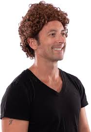 Amazon.com: Short Curly Afro Brown Buddy Wig, Step Brothers Wig, Dustin  Pedro Costume Wig : Clothing, Shoes & Jewelry
