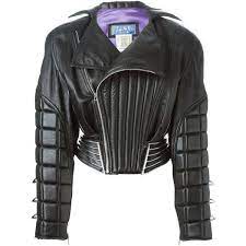 Preowned 80 S Thierry Mugler Leather Padded Bomber Jacket 6 476 Liked On Polyvore Featuri Padded Bomber Jacket Spiked Leather Jacket Bomber Jacket Vintage