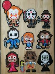 Horror Halloween Collection 1 Pennywise Jason Freddy Michael Myers Chucky Carrie Leatherface C137d Pearl Beads Pattern Perler Bead Templates Perler Bead Art