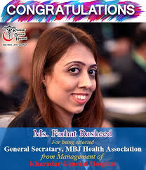 Congratulation. Ms. Farhat Rasheed for being selected as General Secretary,  MBJ Health Association from management of Kharadar General Hospital.  @farhatr #kharadar #kharadargeneralhospital #mbj #health #association  #management #kgh #leader #leadership ...