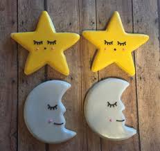 Moon And Star Cookies Star Cookies Baby Shower Cookies Cutout Sugar Cookies