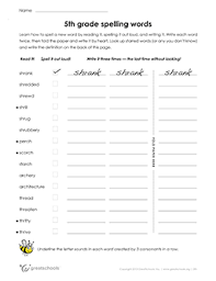 Careful reading skills are also a must. 5th Grade Worksheets Word Lists And Activities Greatschools