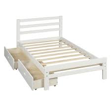 The ideas over twin platform bed with storage. Twin Size White Low Profile 2 Drawer Storage Platform Bed Fastfurnishings Com
