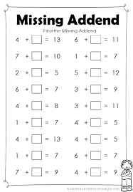 Find The Missing Addend Worksheets Missing Addend Kindergarten Worksheets Printable First Grade Worksheets